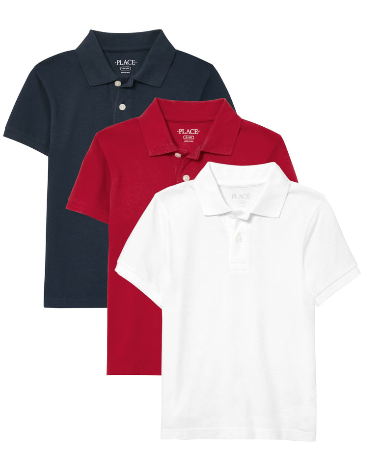 The Children's Place boys Boys Uniform Pique Polo 3-Pack Polo Shirt