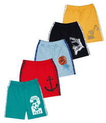 KYDA KIDS 100% Cotton Printed Shorts for Boys and Girls - Regular Fit Multicolor (Pack of 5)