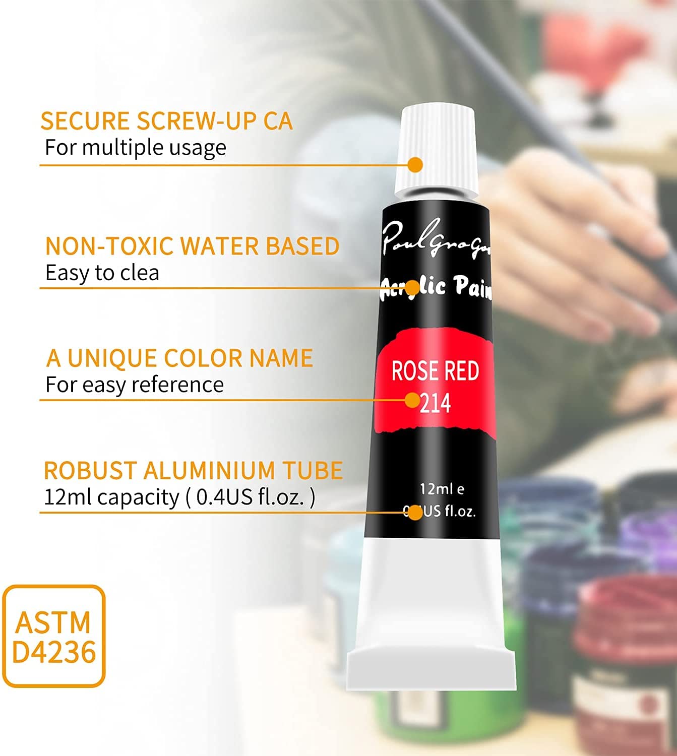 S2C Acrylic Paint set, 24x12ml Tubes Artist Quality oil Acrylic paints water color Non Toxic vibrant colors, Oil paint suitable for beginners & professionals painting on Canvas, wood, clay (Color-24)