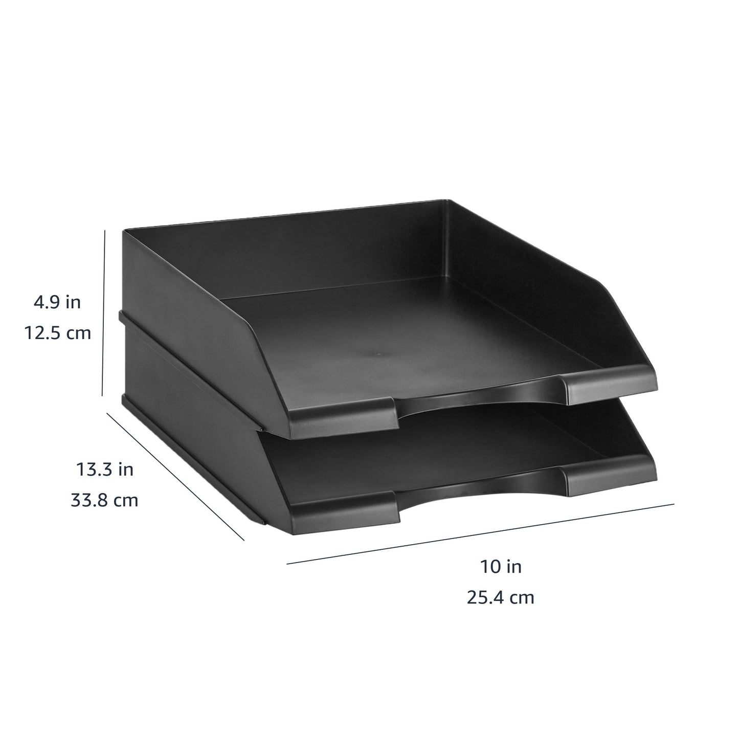 Stackable Office Letter Organizer Desk Tray - Pack of 2, Black