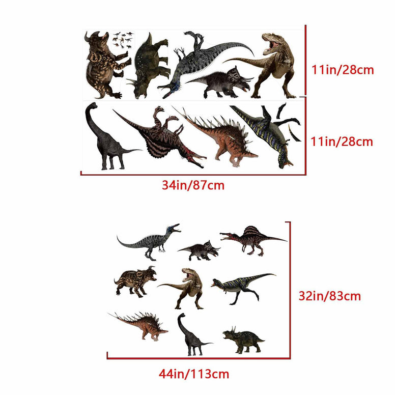 AnFigure Dinosaur Wall Decals for Boys Bedroom Baby Room Kids Room Wall Stickers 3D DIY Dino World Animals Wall Decal Nursery Playroom Living Room Background Removable Wall Decor