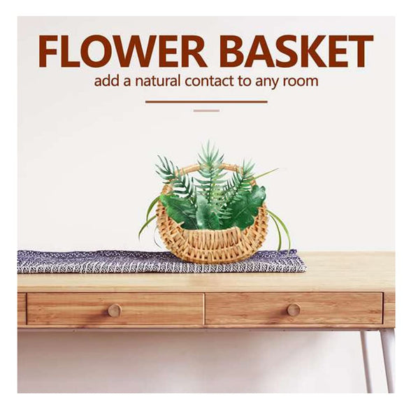 2 Pcs Small Basket with Handle Rattan, Half Moon Wicker Basket Willow Straw Basket Small Woven Basket with Handle Wedding Flower Girl Baskets Sturdy Picnic Basket for Garden Storage Home Decor