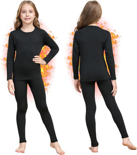 Girls Thermal Underwear Set Ultra Soft Fleece Lined Kids Long Johns Top Bottom Thermals Kids Base Layer Winter Warm