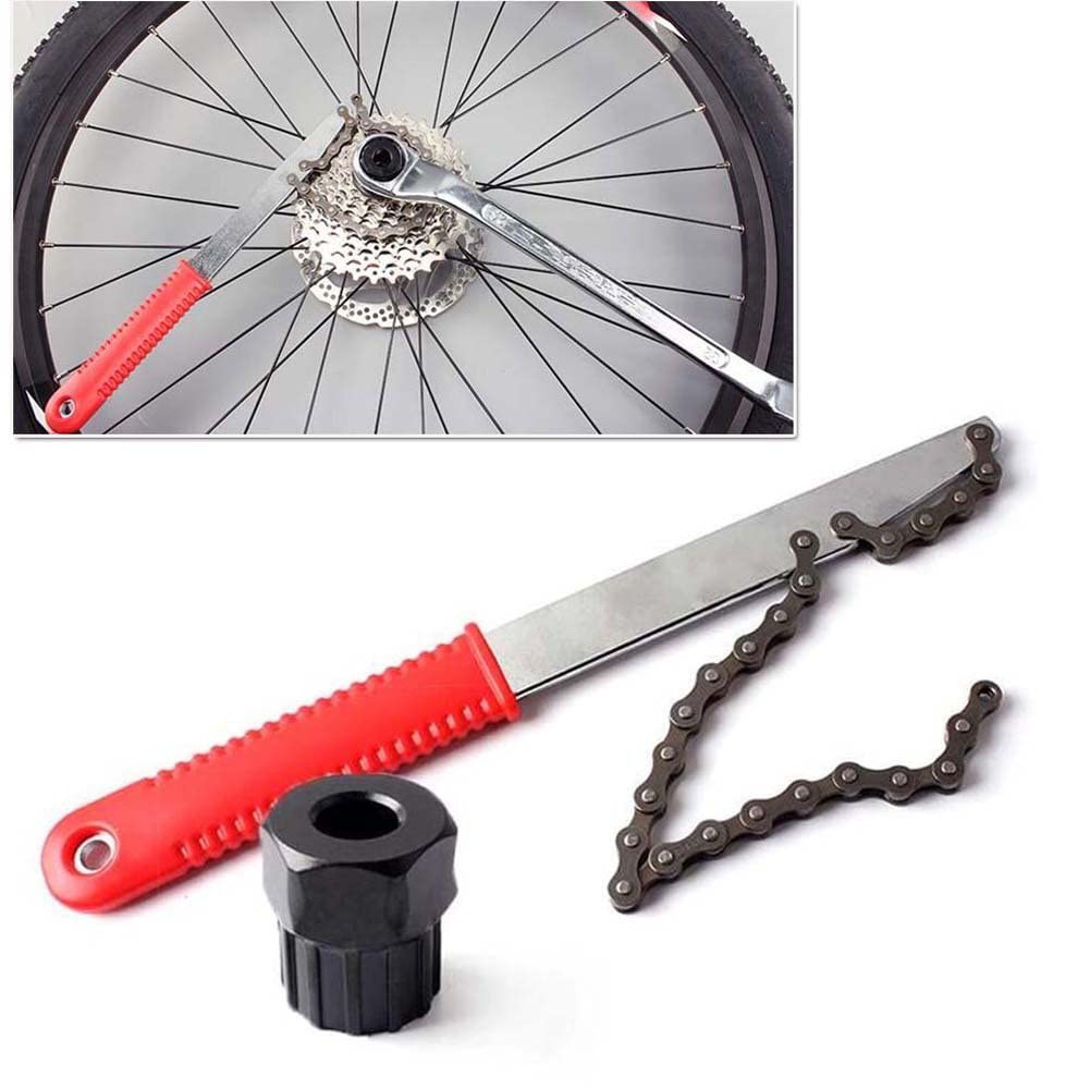 KASTWAVE 5 in 1 Bike Repair Tool Set, Chain Whip Wheel Sprocket Removal Tool Crank Puller Bottom Bracket Remover Freewheel Box Remover Chain Breaker