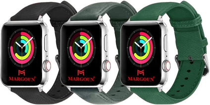 MARGOUN 3-Pack Renon Leather Bands for Apple Watch 41mm 40mm 38mm (Series 8/7/SE/6/5/4/3/2/1)