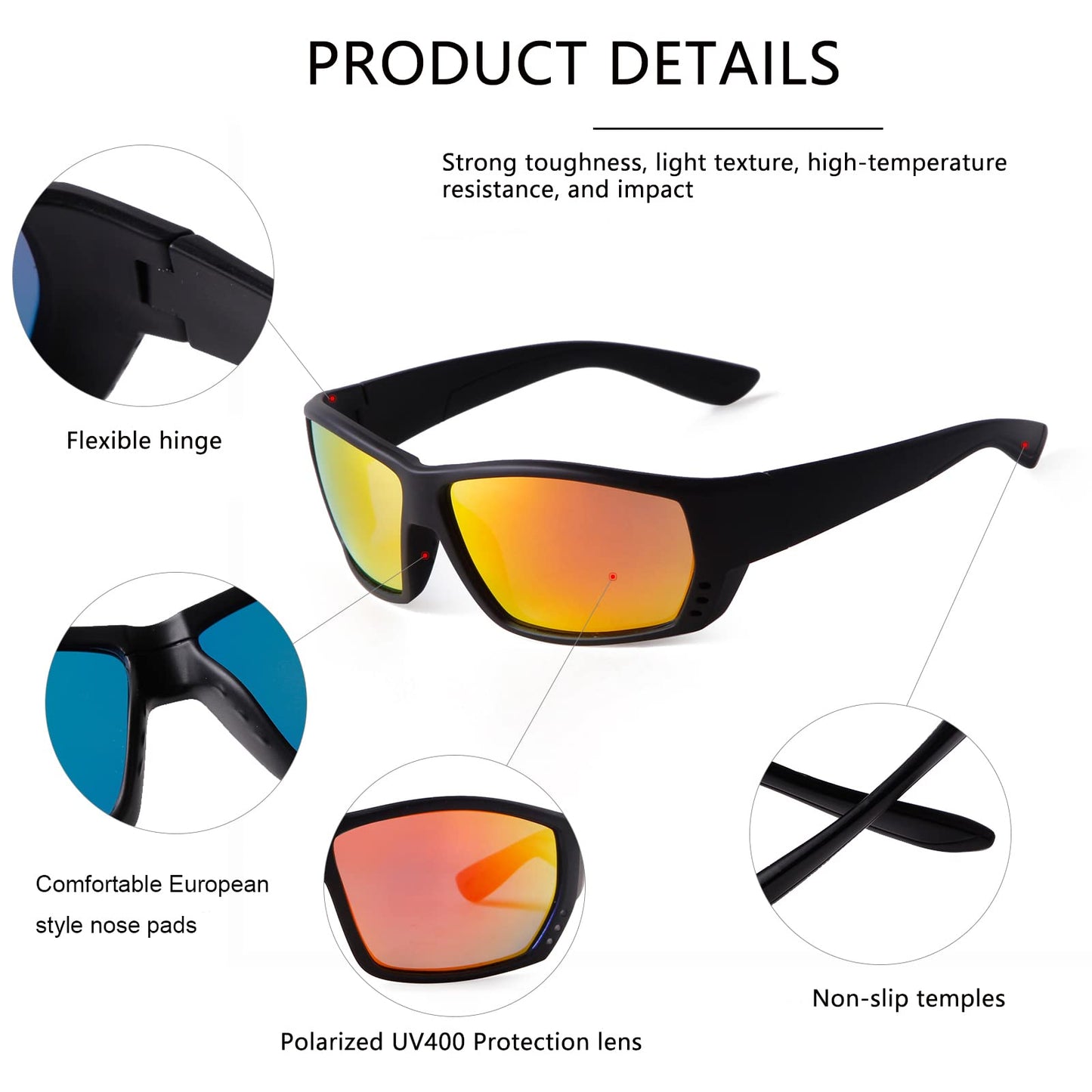 SDinm Polarized Sports Sunglasses for Men Women Cycling Fishing Golf Driving Shades Sun Glasses UV Protection