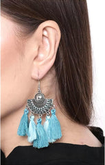 Yellow Chimes Vintage Ethnic Fusion Tassel Dangle Earring for Women & Girls (Thread Tassel Earrings)