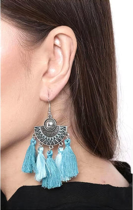 Yellow Chimes Vintage Ethnic Fusion Tassel Dangle Earring for Women & Girls (Thread Tassel Earrings)