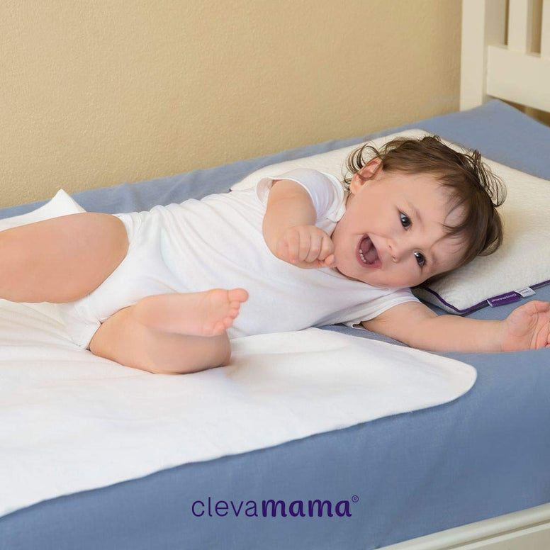 ClevaMama Tencel Waterproof Bed Protector Sheet - Toilet Training Sleep Mat in Reusable and Washable for Incontinence Accidents White, 70x90 cm
