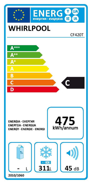WHIRLPOOL CHEST FREEZER 420 L, CF420T, 1 Year Warranty