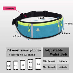 Waist Phone Bag, KASTWAVE Waterproof Running Belt, Lightweight Waist Pack with Adjustable Elastic Strap, Lightweight Running Belt Adjustable Running Waist Pack for Men/Woman/Kids (Sky Blue)
