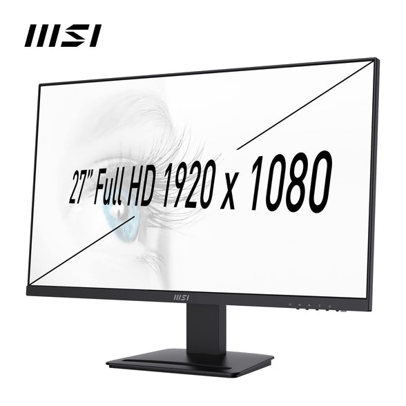 MSI PRO MP273 27" Monitor, FHD (1920 x 1080), 75Hz, IPS, 5ms, HDMI, DisplayPort, Speakers, Anti-Glare, Anti-Flicker, Less Blue light, TÜV Certified, VESA, Kensington, Black