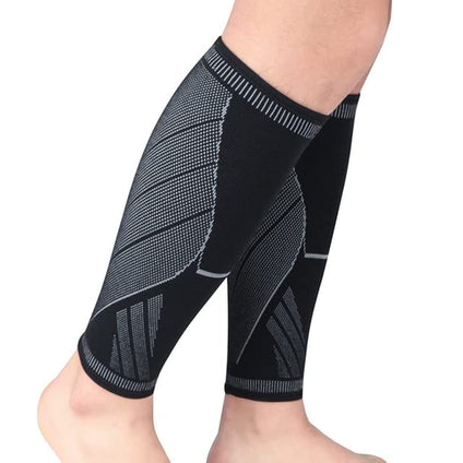 FDTY Calf Compression Sleeve Men Women - Shin Splint Compression Sleeve for Varicose Veins & Torn Calf - 1 Pair Comfortable Leg Compression Sleeve in Black Color (Large, Black)