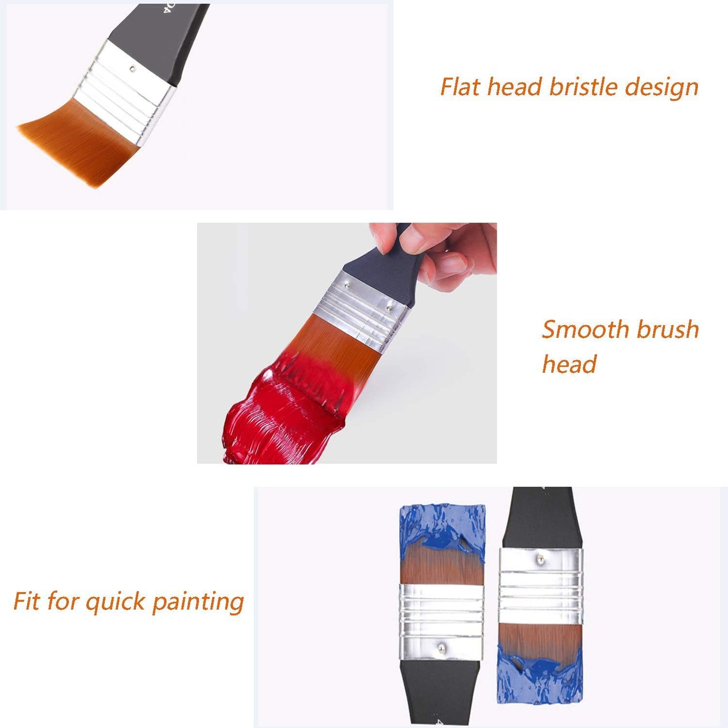 SHOWAY Paint Brush Set Artist Fan Made of Premium Nylon Hair for Acrylic Painting Watercolor Oil Perfect Beginners Artists and Children Exterior Brushes