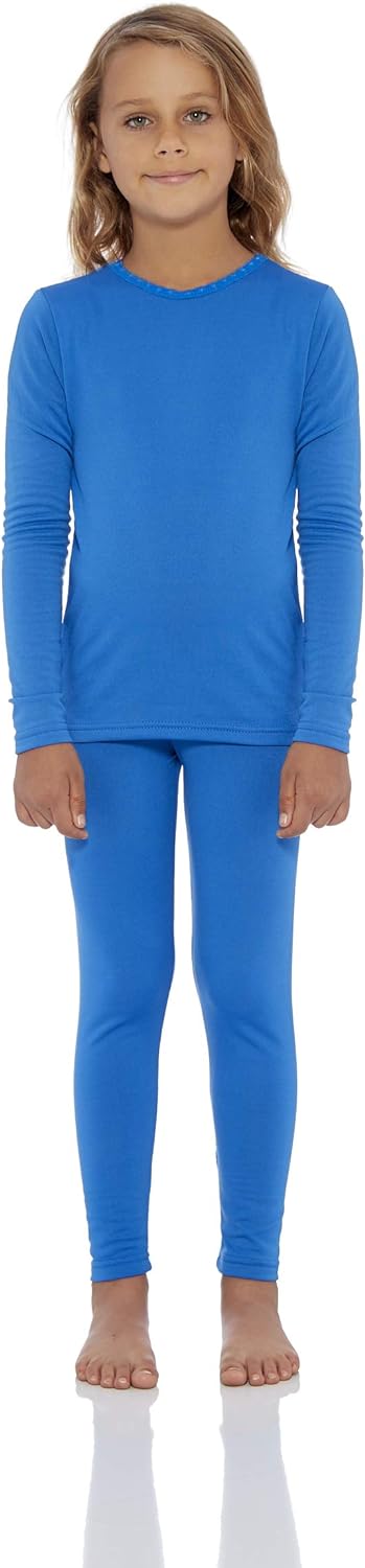 Rocky Thermal Underwear For Girls (Long Johns Thermals Set) Shirt & Pants, Base Layer w/Leggings/Bottoms Ski/Extreme Cold (Blue - X-Large)