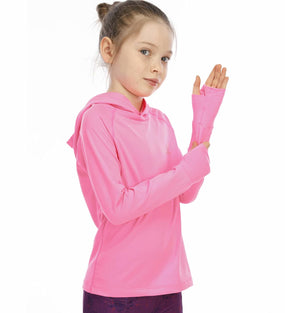 HMILES Girls Long Sleeve Tops Hoodies Active Tee Shirt Kids Workout Running Yoga Pullover with Thumb Holes 5-6 years Years