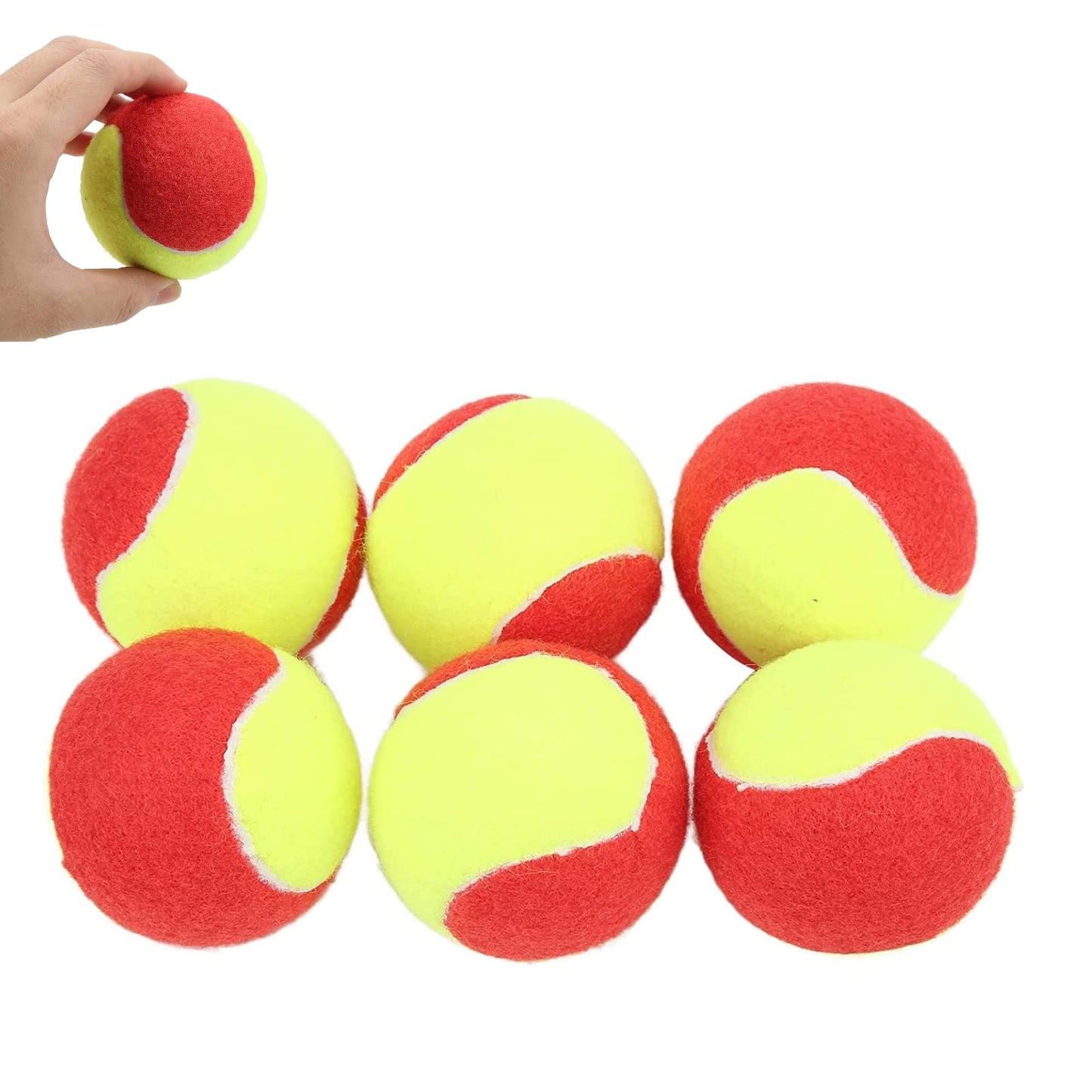 Kids Training Tennis Balls, 6Pcs Soft Elastic Waterproof Youth Tennis Ball, Premium Plush Rubber Pressureless Training Exercise Tennis Balls for Beginners and Kids