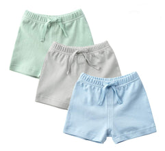 Teach Leanbh Unisex-Baby 3-Pack Cotton Soild Color Short with Drawstring 3-6 Months