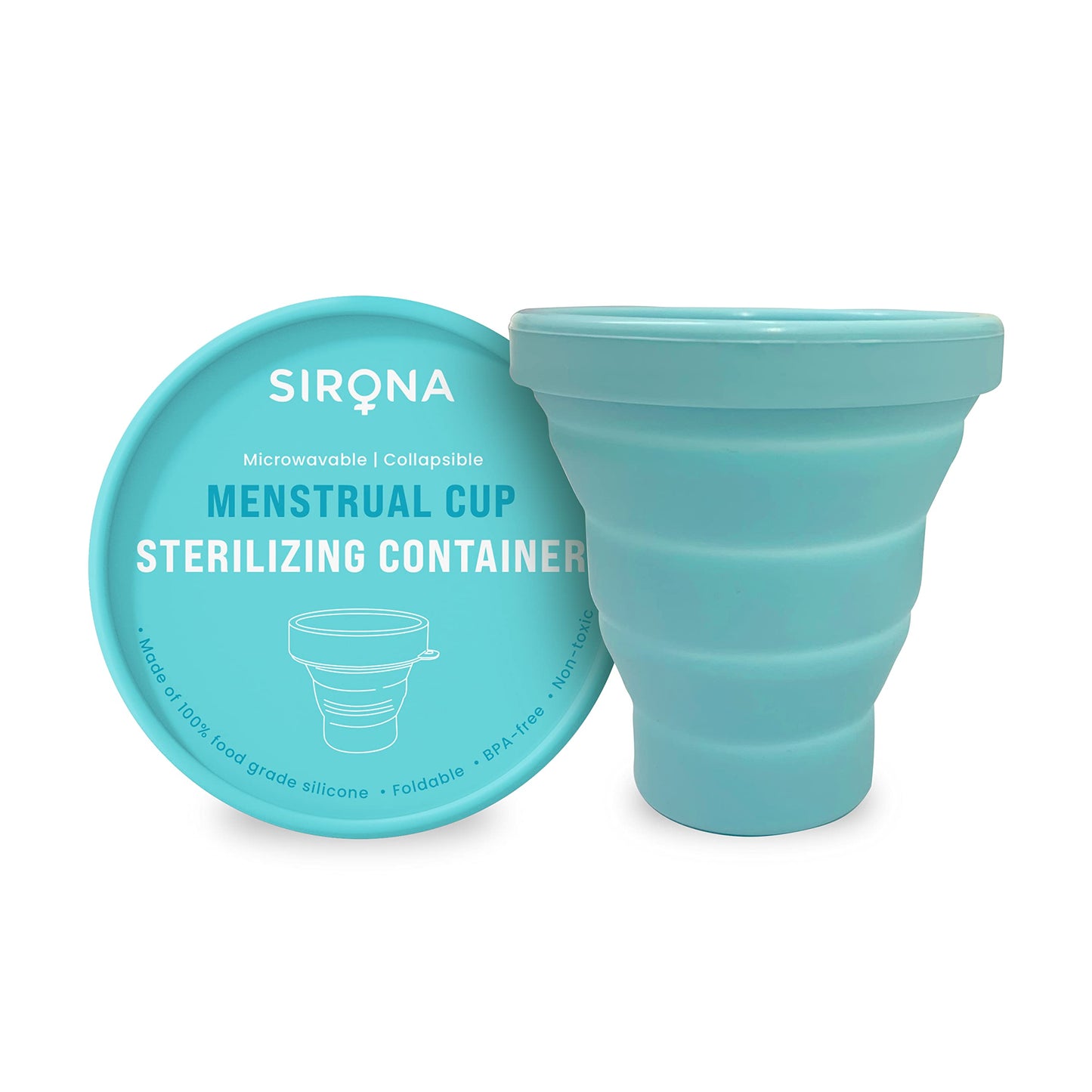 Sirona Collapsible Silicone Cup Holder - Sterilizing Container Storage for Menstrual Cup - 1 Unit | Microwave Friendly | Kills 99% Of Germs | Menstrual Cup Sterilizer