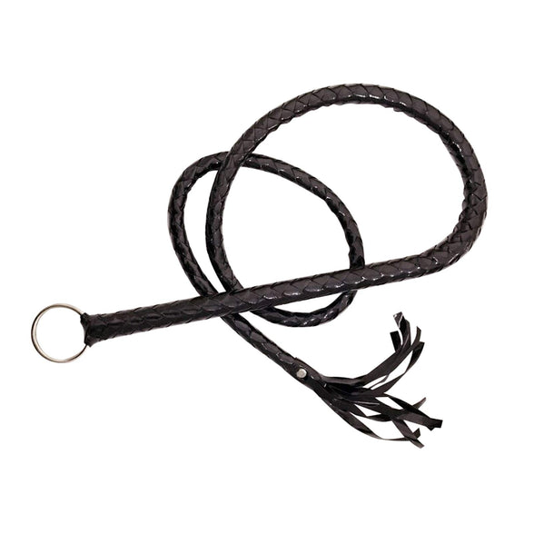 CALIDAKA Faux Leather Black Whip Costume Whip Handmade Bullwhip, Whip Costume Accessory Horse Riding Crops Equestrianism Whips for Stage Performance Racing Cosplay Costume Accessories