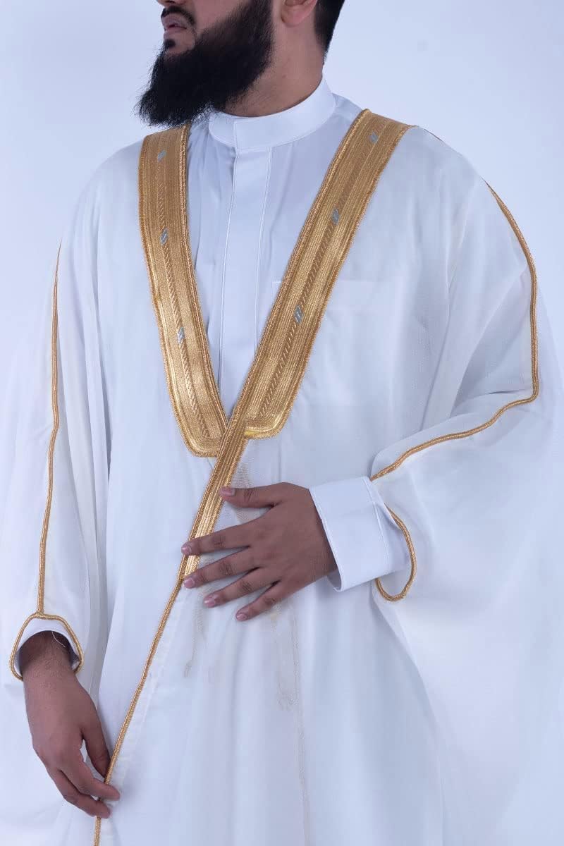 MAJAAZI Traditional Arabic BISHT| Cloak for Men | Kanthoora Overcoat| Cultural Formal Wear for Wedding Party Eid celebration