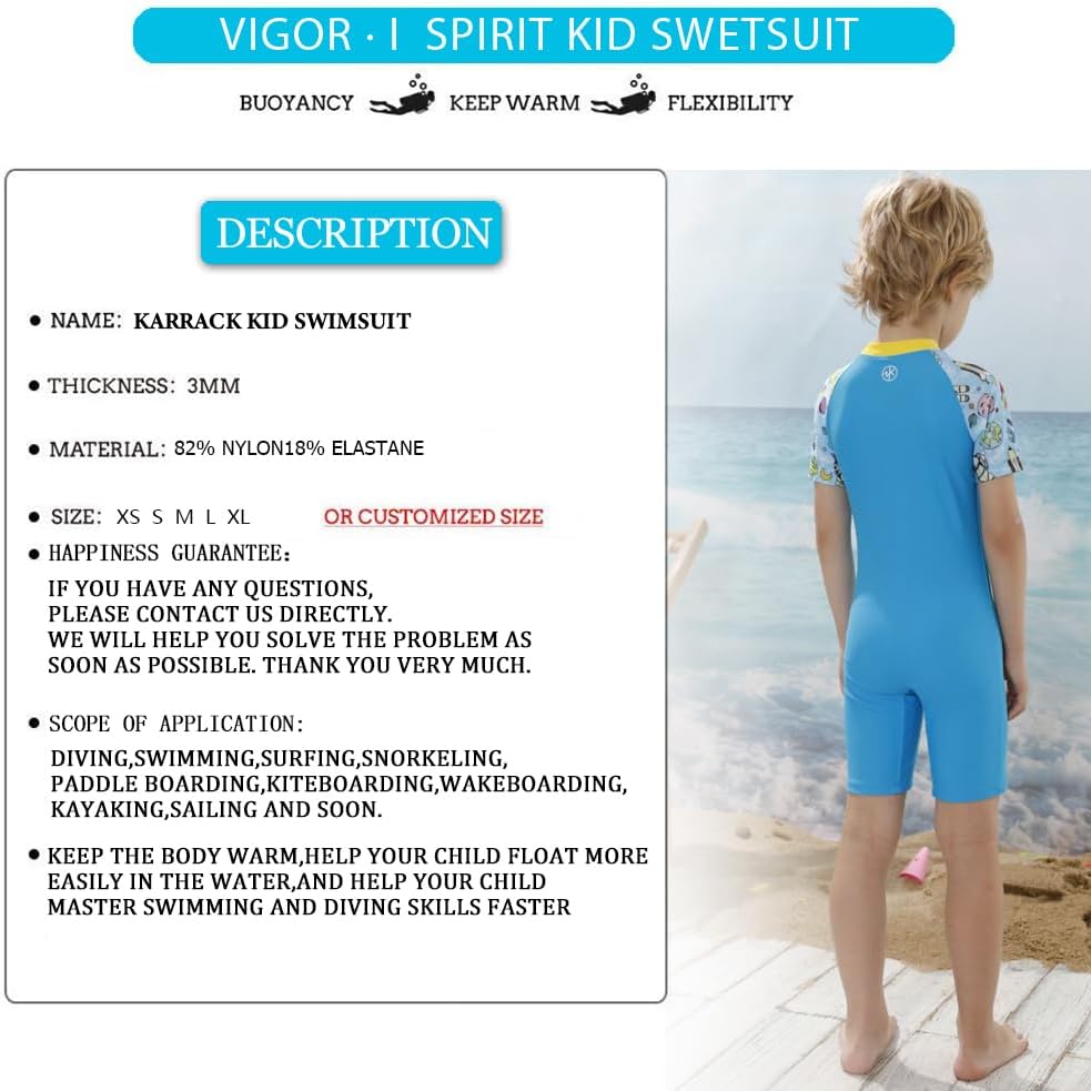 Karrack Girls and Boys One Piece Rash Guard Swimsuit Kid Water Sport Short Swimsuit UPF 50+ Sun Protection Bathing Suits