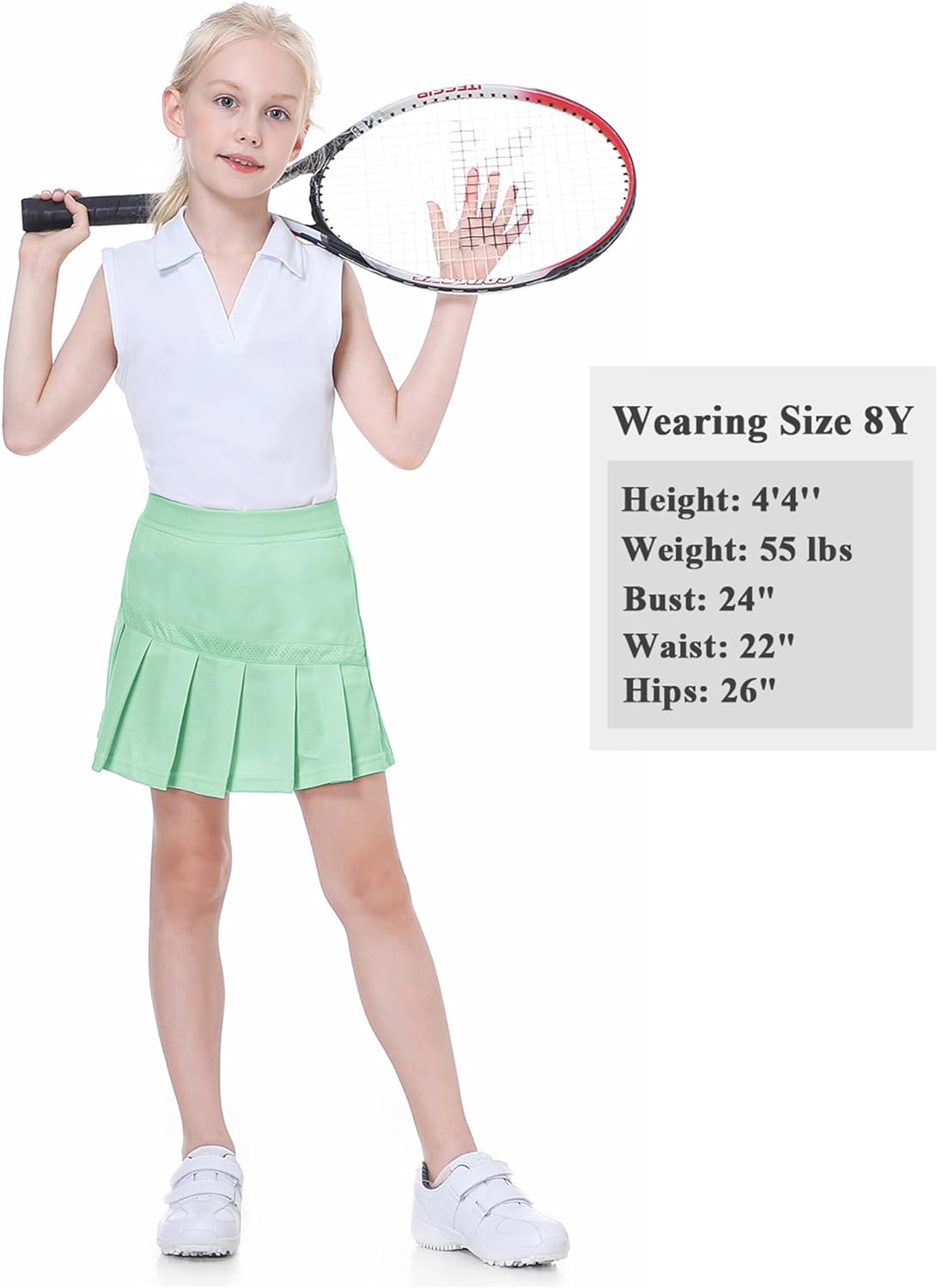 EXARUS Girls Tennis Skirts Pleated with Pockets Golf Sports Skort Shorts for Kids Athletic Activewear