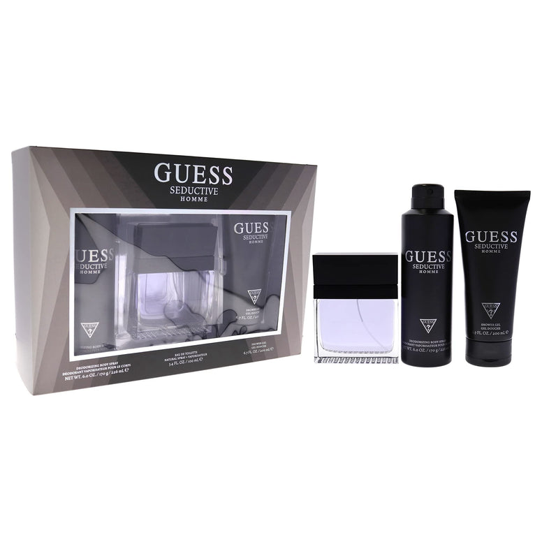 GUESS Seductive Eau de Toilette 100 ml + Shower Gel 200 ml + Body Spray 226 ml, Gift Set for Men