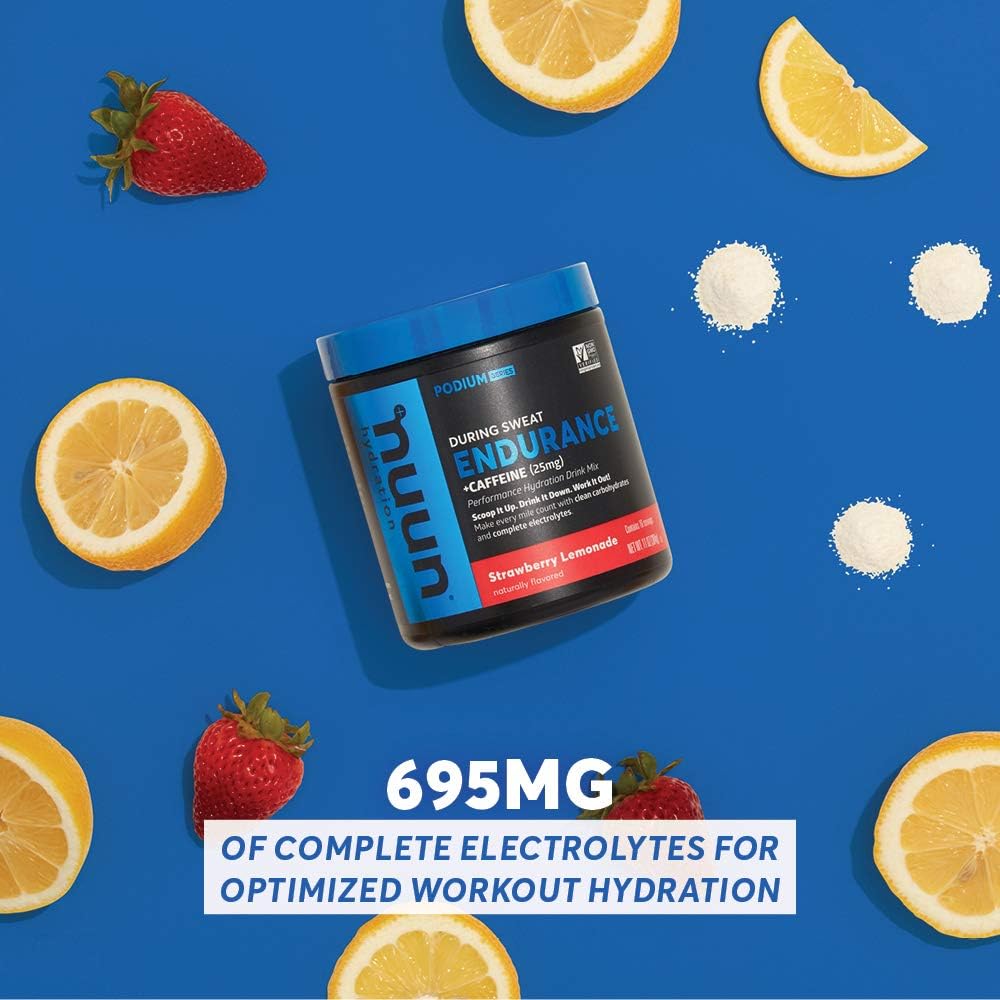 Nuun Endurance | Workout Support | Electrolytes & Carbohydrates (Strawberry Lemonade, 16 Servings - Canister)