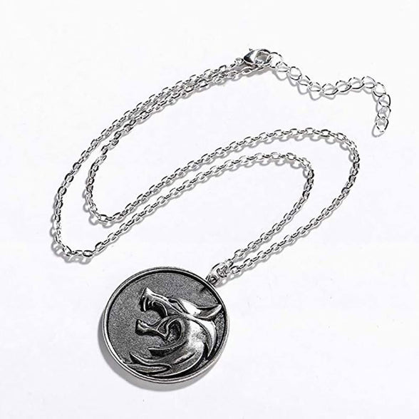 Wizard Medallion Necklace,Wild Hunt Geralt Necklace, Wolf Head Pendant Necklace, Wolf Necklace, Viking Jewelry for Men Boys Women Jewelry Cosplay Costume Accessories