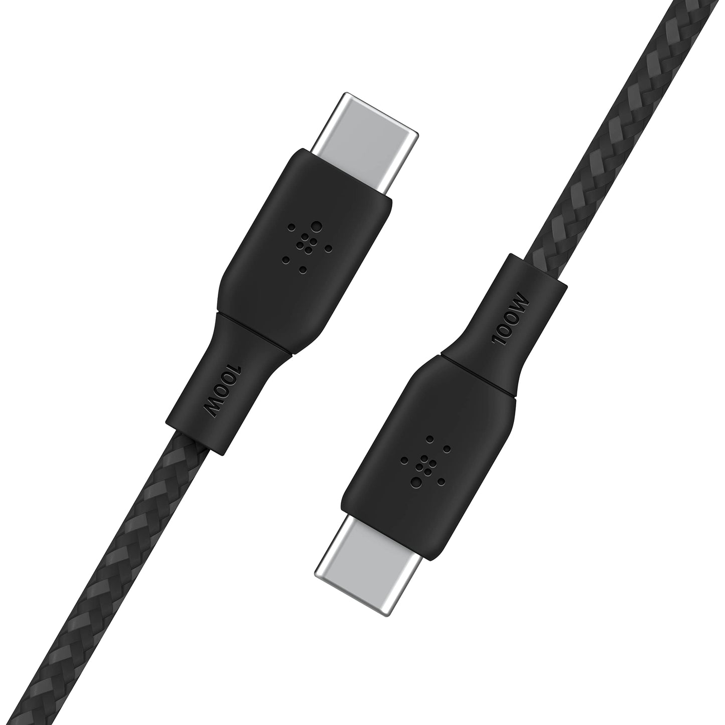 Belkin USB Type C to C Cable, 100W Power Delivery USB-IF Certified 2.0 USB C Charger Cable with Double Braided Nylon Exterior for iPhone 15, iPad, MacBook, Samsung Galaxy, Pixel and More -2 m, black