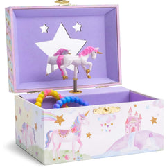 Jewelkeeper Girl's Musical Jewelry Storage Box with Spinning Unicorn, Glitter Rainbow and Stars Design, The Beautiful Dreamer Tune