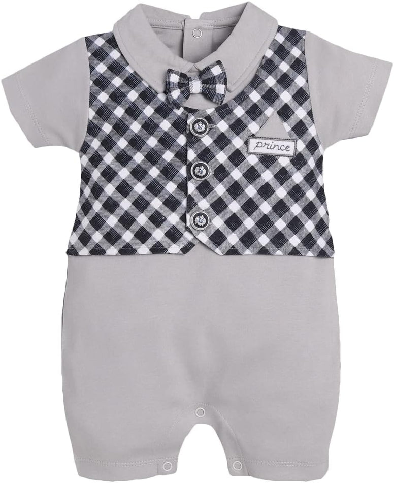 BABY GO 100% Pure Cotton Half Sleeves Casual Romper/Jumpsuit for Baby Boys 6-9 Months