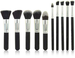 10 Pieces Makeup Brushes Set for Faces Eyes Eyeshadow Eyeliner Foundation Blush Lip Bronzer,Black