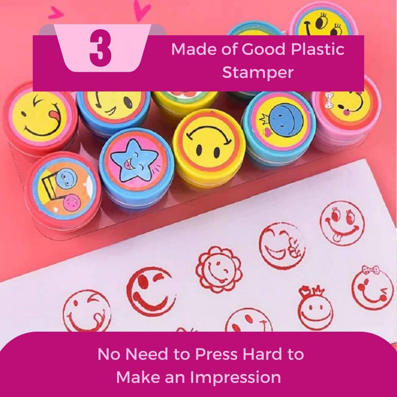 Oytra Kid's 10 Emoji and 10 Motivation Stamps Pencil Top- Set of 20