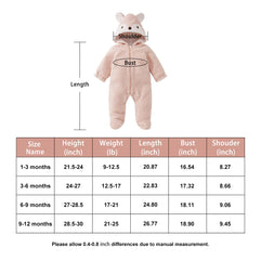 pureborn Unisex Baby Pramsuit Thick Winter Jumpsuit Warm Cotton Robe Snowsuit for Infant Boys Girls 0-3 Months