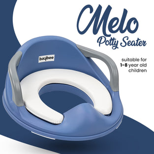 Baybee Melo Kids Toilet Potty Seat for Western Toilets, Baby Potty Training Seat Chair with Lock Adjustable, Handle & Cushion Seat| Kids Toilet Seat| Potty Seat for 1-8 Years Child Boys Girls (Blue)