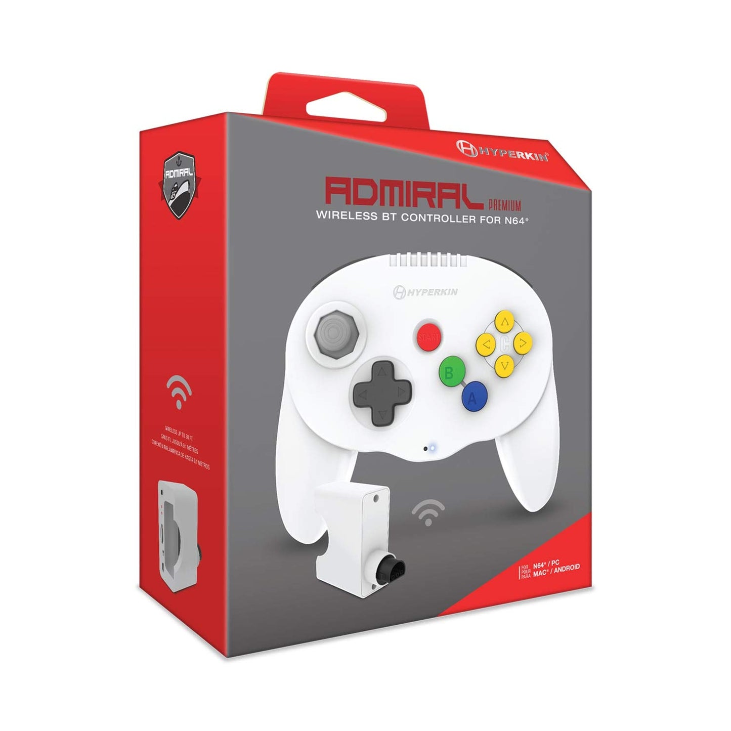 Hyperkin "Admiral" Premium BT Controller for N64 (White) - Nintendo 64