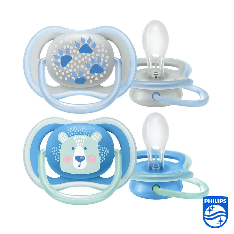 Philips Avent Ultra Air SCF085/03 Dummy Breathable Orthodontic BPA 0-6 Months Pack of 2 Blue