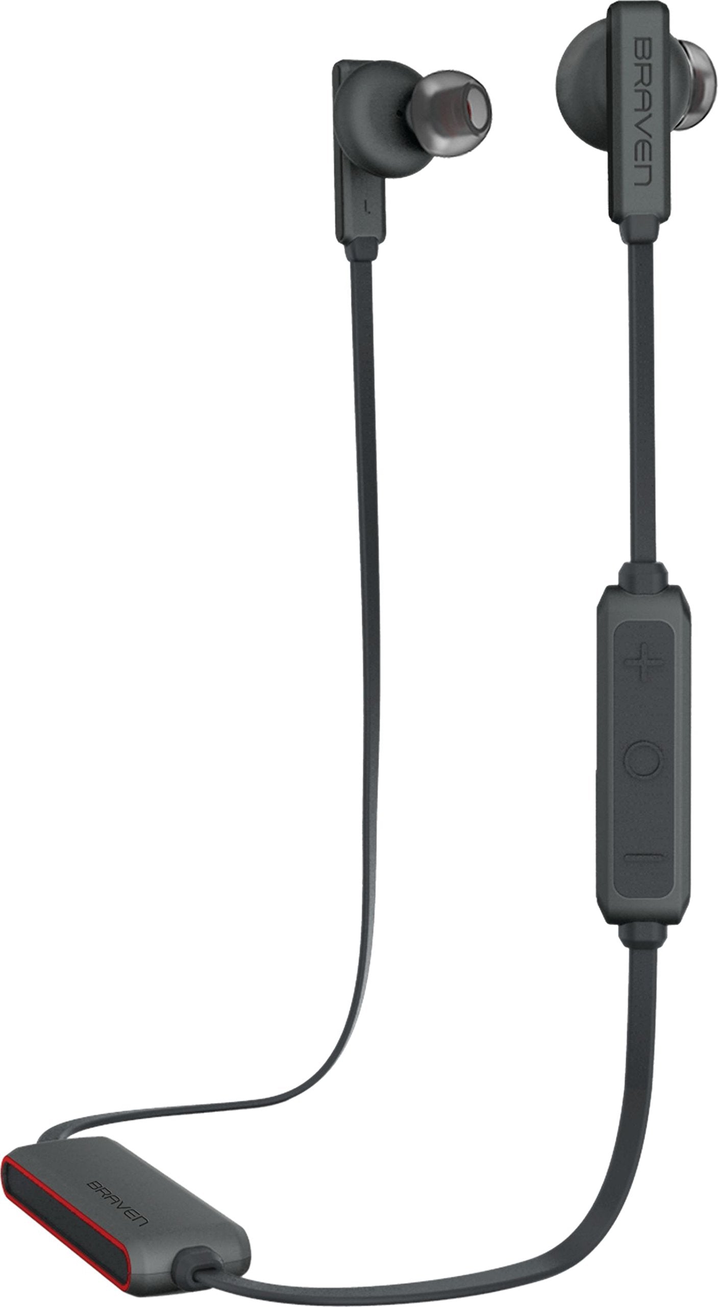 Braven Flye Sport Earbuds Bluetooth Wireless In-Ear ipx5 Water resistant Earphones - Grey/Red