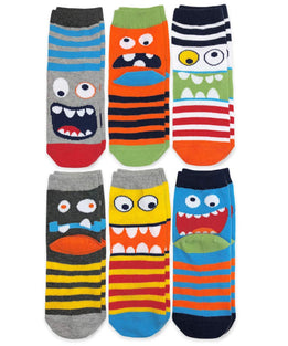 Jefferies Socks boys Monster Pattern Crew Socks 6 Pair Pack Socks