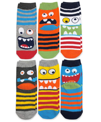 Jefferies Socks boys Monster Pattern Crew Socks 6 Pair Pack Socks