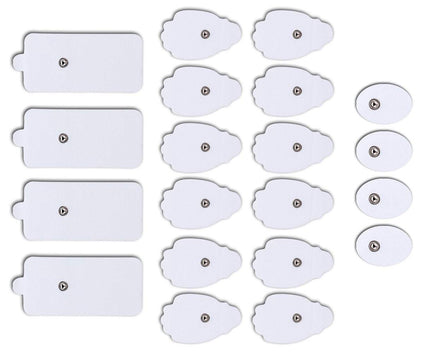 QUILLE TENS Electrodes - 20 TENS Unit Pads Electrode Pads Reusable Self-Adhesive Replacement Massage Pads (Snap on) - TENS/EMS Electronic Pulse Massager