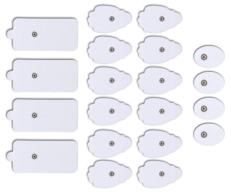 QUILLE TENS Electrodes - 20 TENS Unit Pads Electrode Pads Reusable Self-Adhesive Replacement Massage Pads (Snap on) - TENS/EMS Electronic Pulse Massager