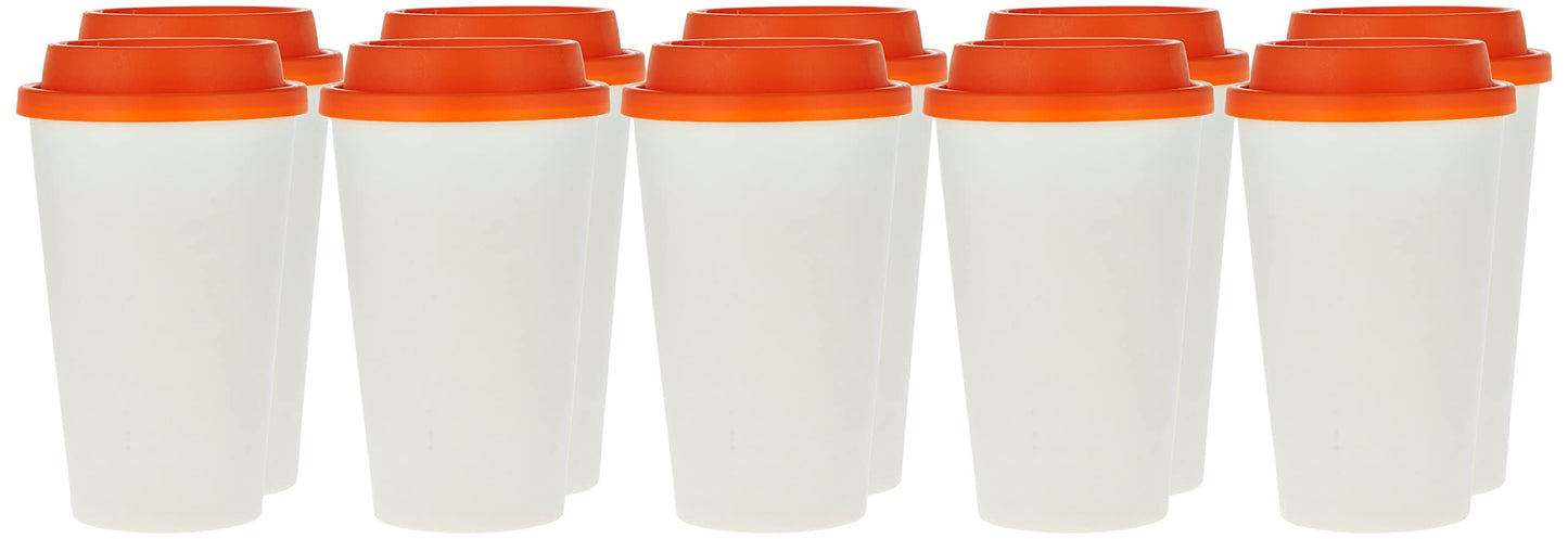 Fun Paper Cups with Lids and heat protection Sleeves Tea Cup grab & go 475ml BPA-Free Coffee Lids For Hot Cups 16oz Citrus Lid (Pack of 10)