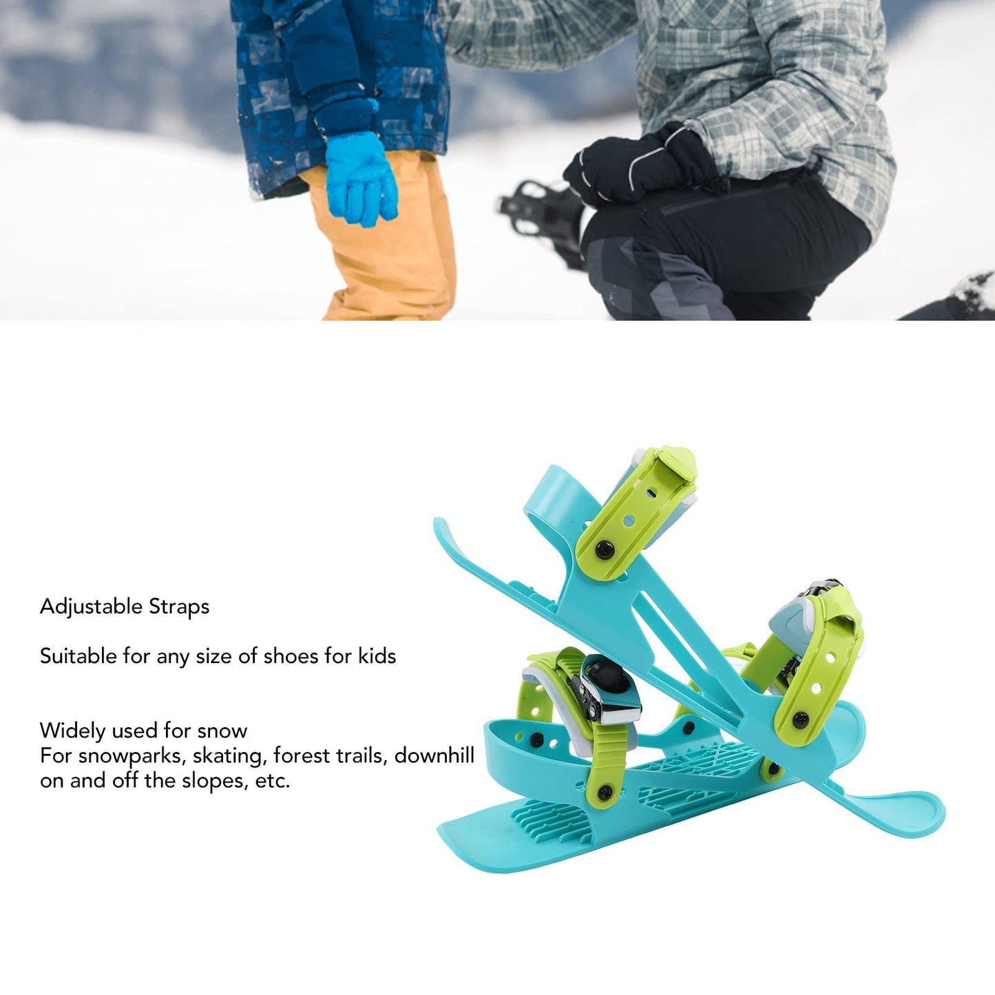 Mini Ski Skates, Strap Short Snowskates Snowblades Skiboards 1 Pair Skis for Winter Shoes, Portable Snowboard Shoes for Children, Outdoor Skiing Winter Sports Equipment
