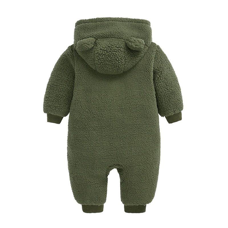 Newborn Baby Snowsuit Fleece Warm Bear Ear Hooded Romper Jumpsuit Winter Coat for Baby Girls Boys (6-9 Months)