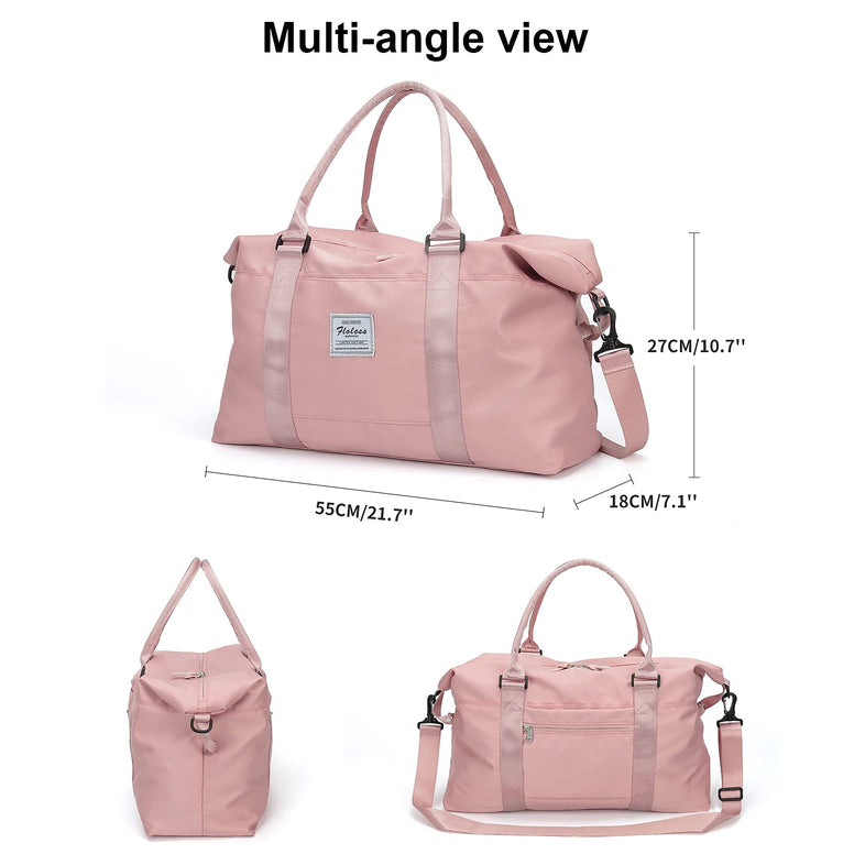 HYC00 Travel Duffel Bag, Sports Tote Gym Bag, Shoulder Weekender Overnight Bag for Women,Pink, A-Pink, Large, Travel Bag