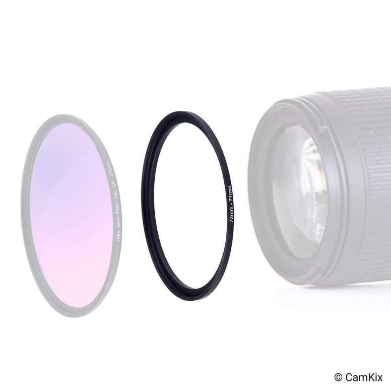 Lens Filter Adapter Rings - Allows you to set large lens filters on a smaller diameter lens - sizes: 37-49, 49-52, 52-55, 55-58, 58-62, 62-67, 67-72, 72-77, 77-82mm