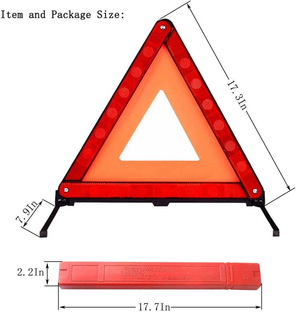 Lenmumu Safety Triangle Kit Road Emergency Warning Reflector Roadside Reflective Early Warning Sign, Foldable 3 Pack of Emergency Car Kit
